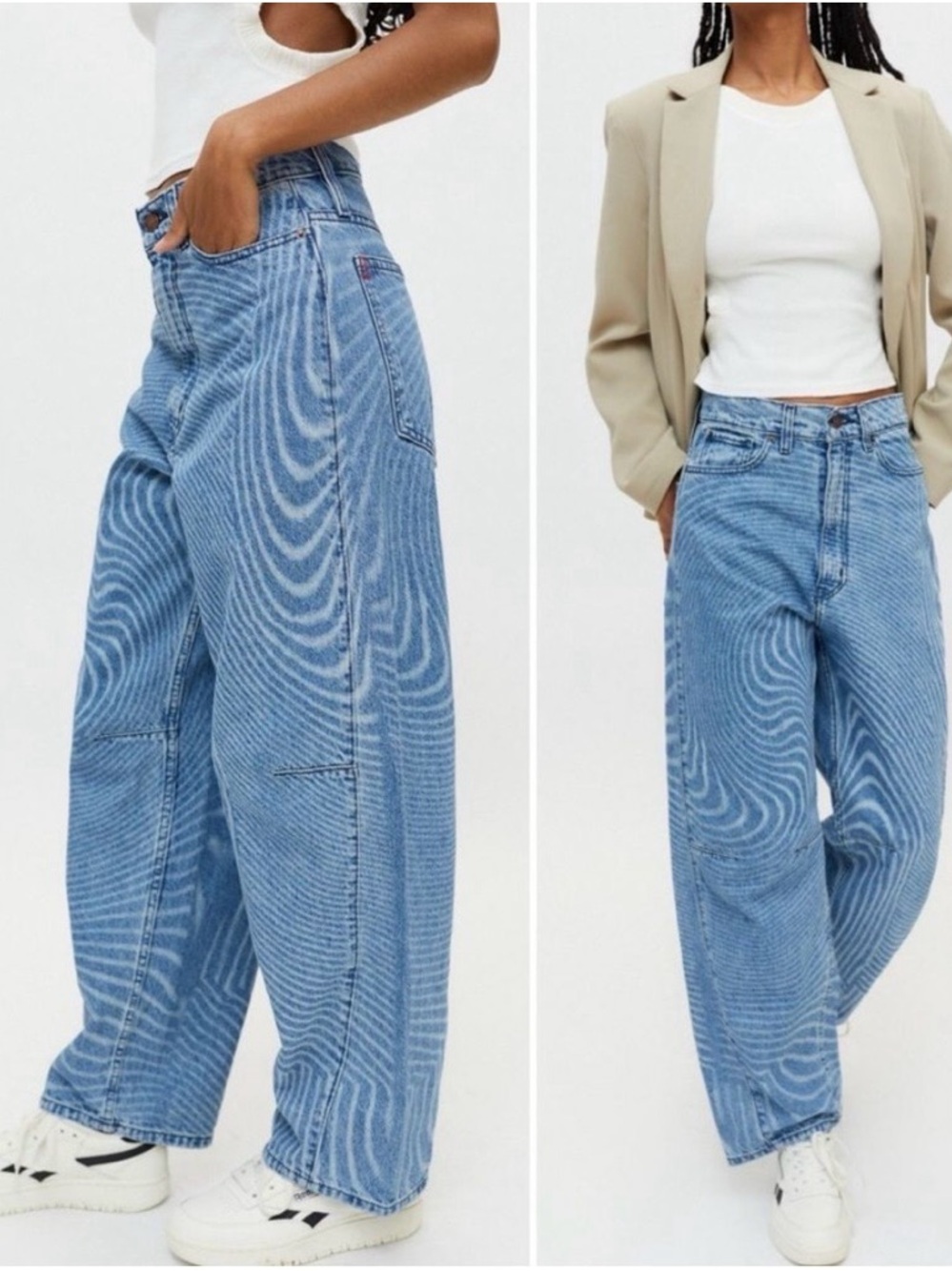 BDG Trippy Swirl Patterned Jeans URBAN OUTFITTERS sz 27 High Rise Extreme Baggy